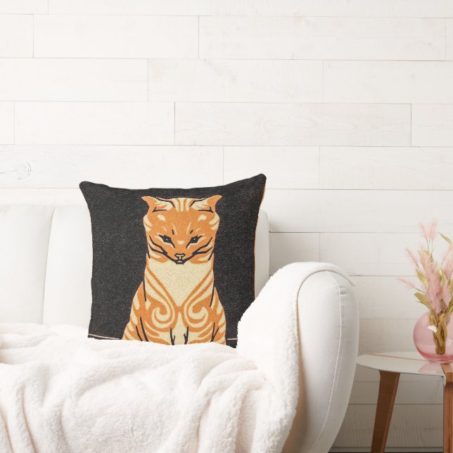 Sitting Ginger Cat by Julie de Graag Cushion (Couch)