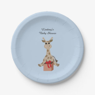 Sitting Giraffe Baby Shower Paper Plate