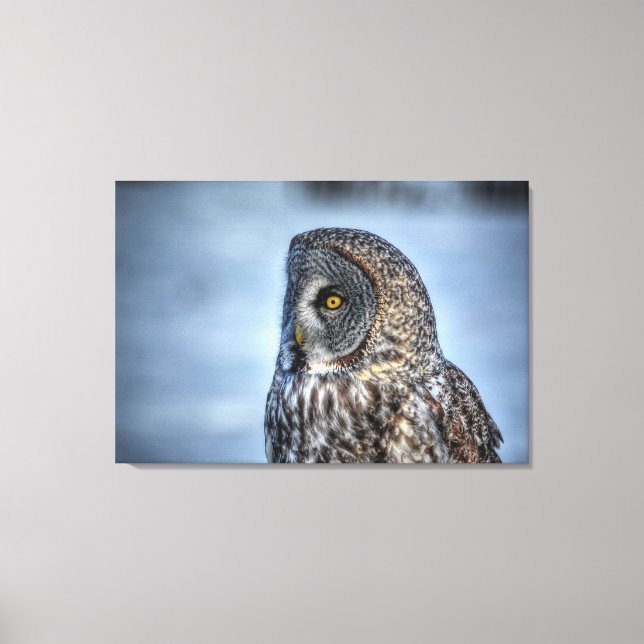 Sitting Great Grey Owl Wildlife Photo Portrait III Canvas Print (Front)