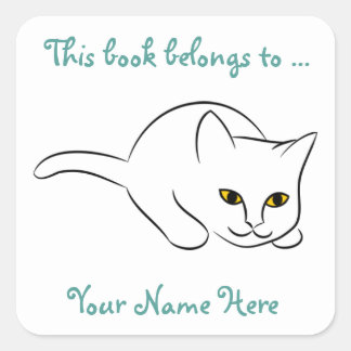 Sitting Kitty Customisable Bookplate Stickers
