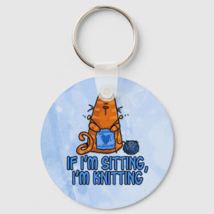sitting knitting key ring