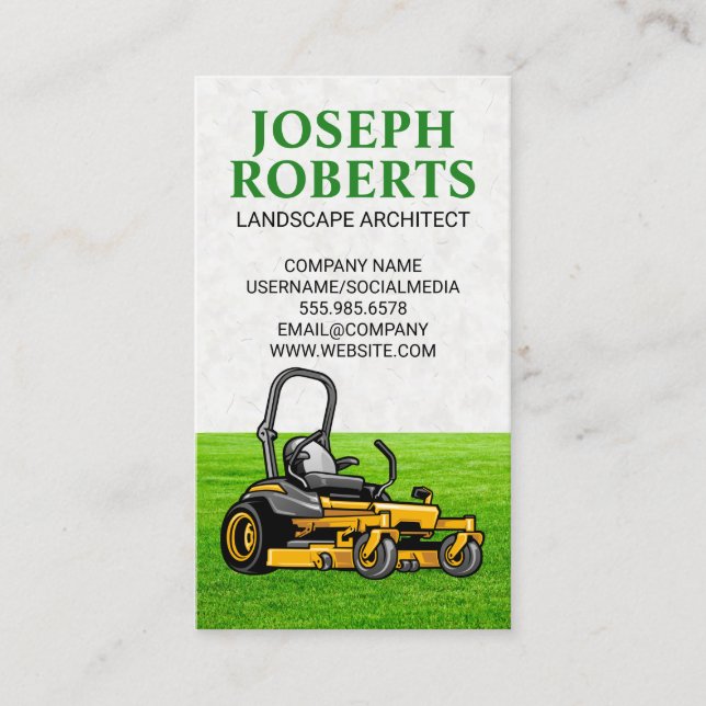 Sitting Lawn Mower | Cut Grass Business Card (Front)