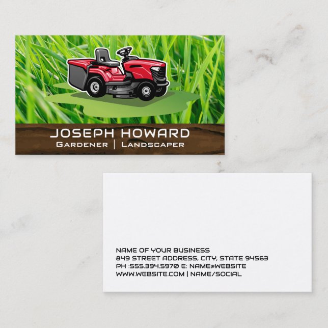 Sitting Lawn Mower | Grass Business Card (Front/Back)