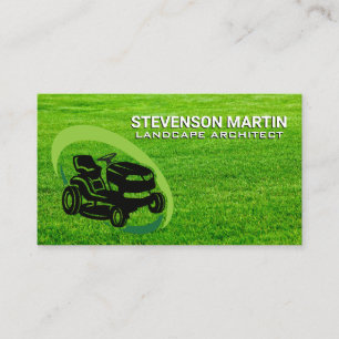 Sitting Lawnmower Grass Gardener Business Card