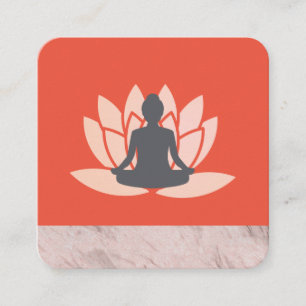 Sitting Lotus Flower Marbled Square Business Card