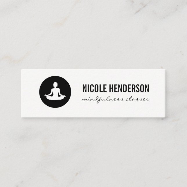 Sitting Lotus Pose Minimalist Mini Business Card (Front)