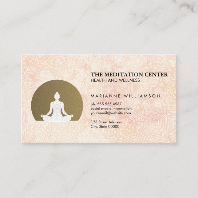 Sitting Meditation Tribal Design Business Card (Front)