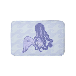 Sitting Mermaid Blue Bath Mat