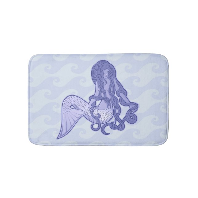Sitting Mermaid Blue Bath Mat (Front)