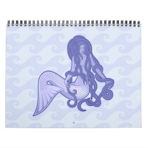 Sitting Mermaid Blue Calendar
