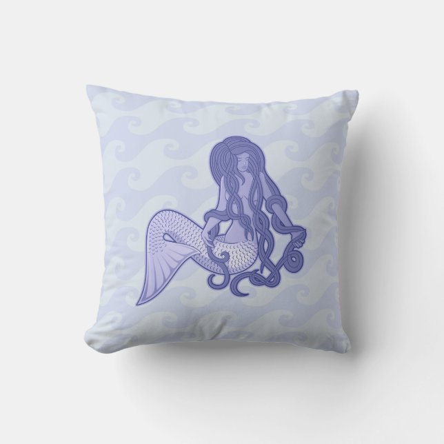 Sitting Mermaid Blue Cushion (Front)