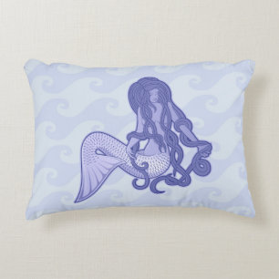 Sitting Mermaid Blue Decorative Cushion