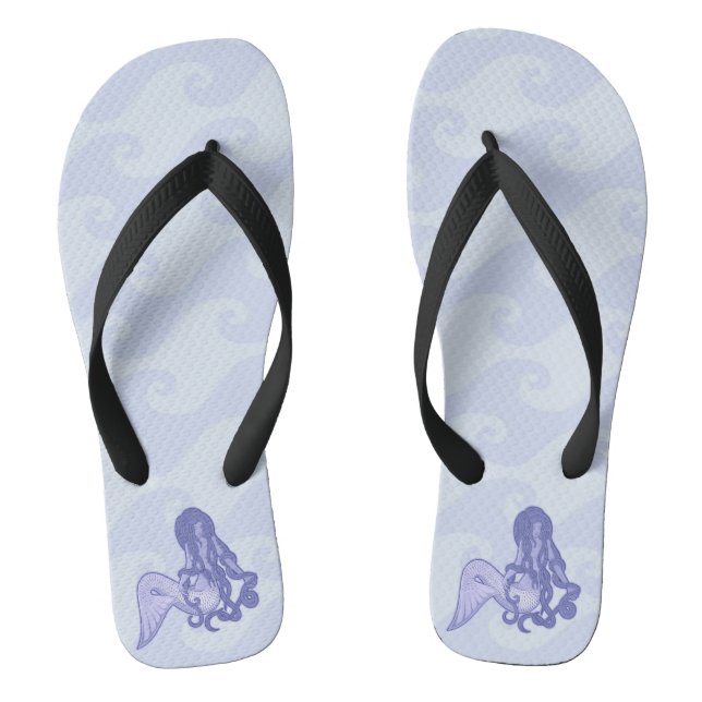 Sitting Mermaid Blue Flip Flops (Footbed)