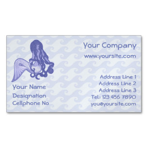 Sitting Mermaid Blue Magnetic Business Card