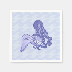 Sitting Mermaid Blue Napkin