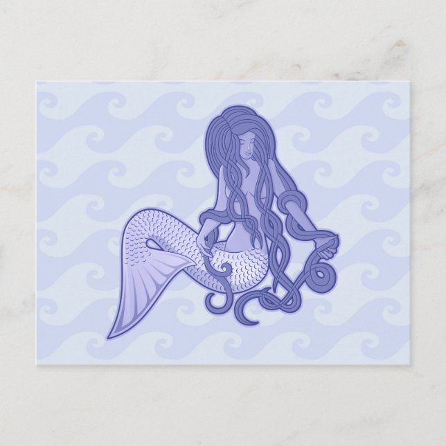 Sitting Mermaid Blue Postcard (Front)
