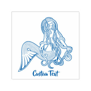 Sitting Mermaid Blue Self-inking Stamp
