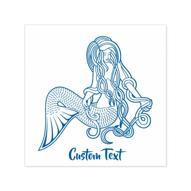 Sitting Mermaid Blue Self-inking Stamp (Design)
