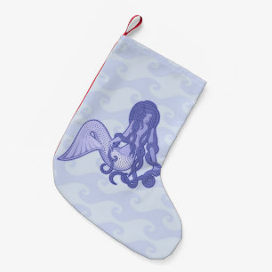 Sitting Mermaid Blue Small Christmas Stocking