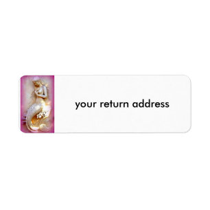 sitting mermaid pink return address label