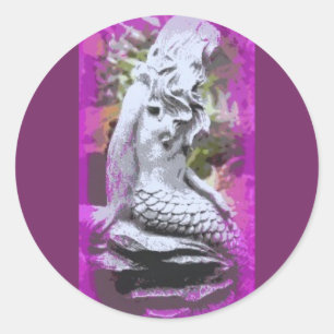 sitting mermaid purple sticker