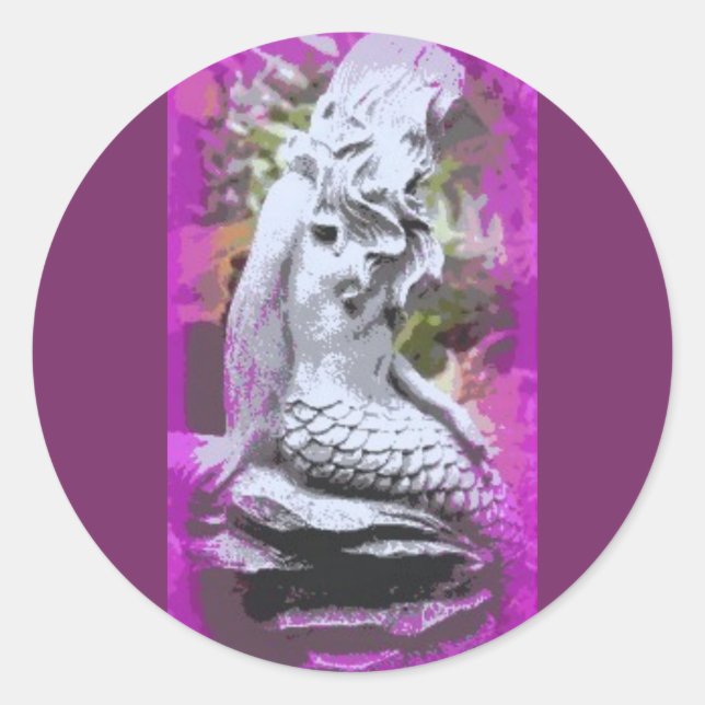 sitting mermaid purple sticker (Front)