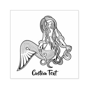 Sitting Mermaid Rubber Stamp