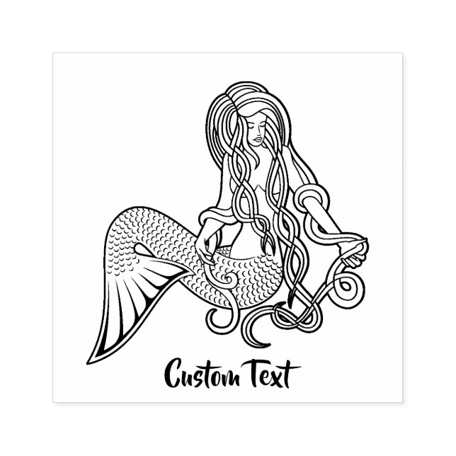 Sitting Mermaid Rubber Stamp (Imprint)