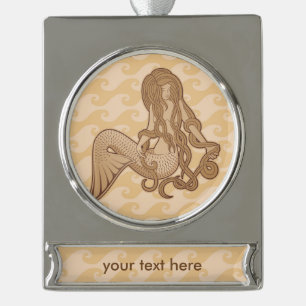 Sitting Mermaid Silver Plated Banner Ornament