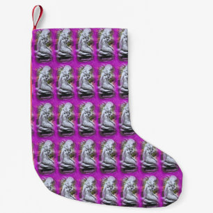 sitting mermaids on purple christmas stocking