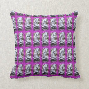 sitting mermaids purple pillow