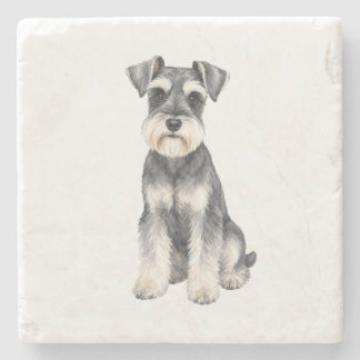 Sitting Miniature Schnauzer Natural Stone Coaster