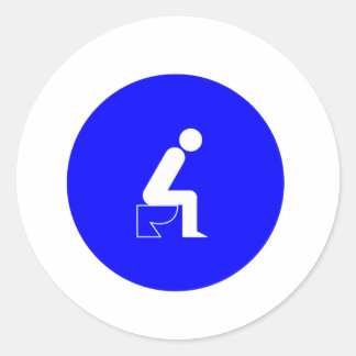 Sitting on Toilet Classic Round Sticker