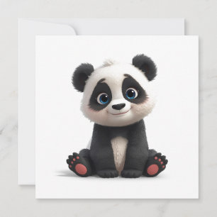 Sitting Panda Bear Cartoon Illustration Art Card