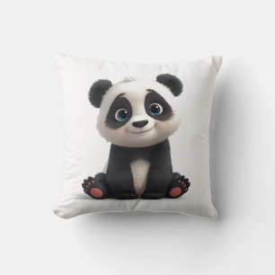 Sitting Panda Bear Cartoon Illustration Artwork Cushion