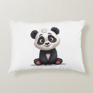 Sitting Panda Bear Cartoon Illustration Artwork Decorative Cushion