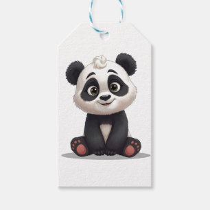 Sitting Panda Bear Cartoon Illustration Artwork Gift Tags