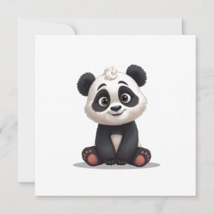 Sitting Panda Bear Cartoon Illustration Artwork Holiday Card