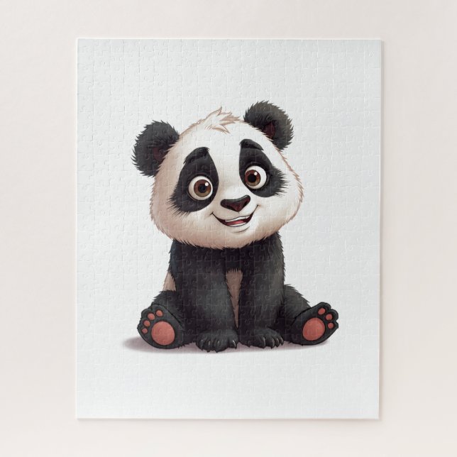 Sitting Panda Bear Cartoon Illustration Artwork Jigsaw Puzzle (Vertical)