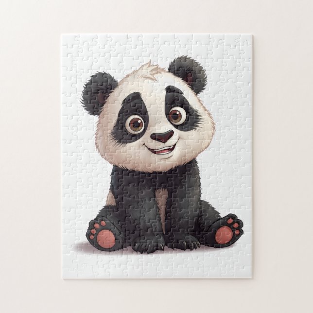 Sitting Panda Bear Cartoon Illustration Artwork Jigsaw Puzzle (Vertical)