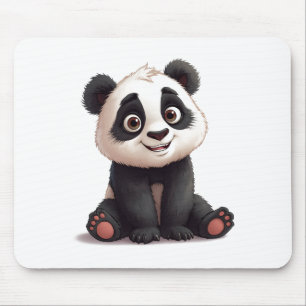 Sitting Panda Bear Cartoon Illustration Artwork Mouse Mat