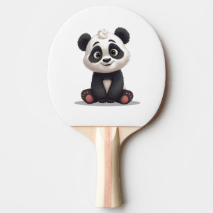 Sitting Panda Bear Cartoon Illustration Artwork Ping Pong Paddle