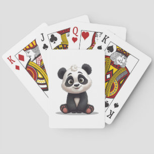 Sitting Panda Bear Cartoon Illustration Artwork Playing Cards