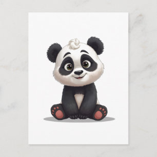 Sitting Panda Bear Cartoon Illustration Artwork Postcard