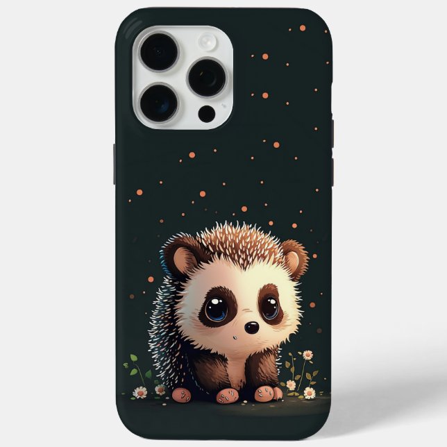 Sitting Pretty Kawaii Hedgehog iPhone Case (Back)