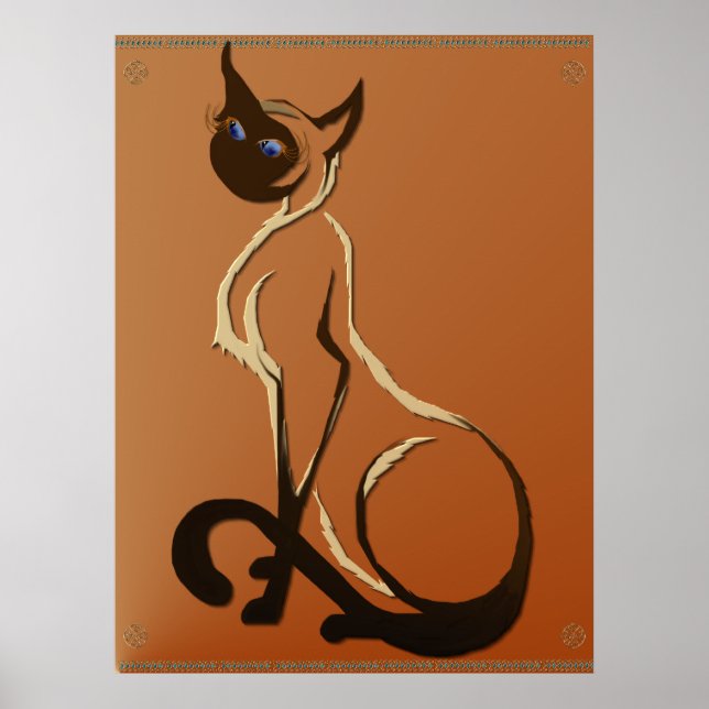 Sitting Pretty Siamese Cat Poster (Front)