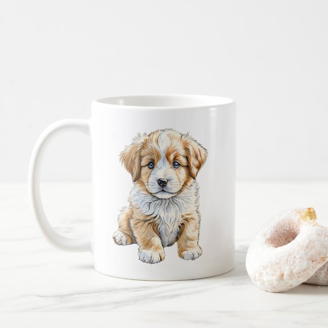Sitting Puppy Dog Mug (With Donut)