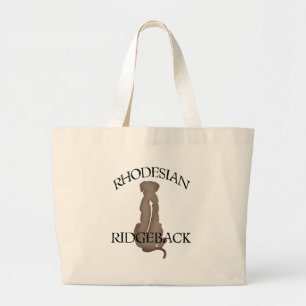 Sitting Rhodesian Ridgeback w/ Text Large Tote Bag