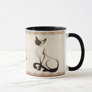 Sitting Siamese Kitty Mugs