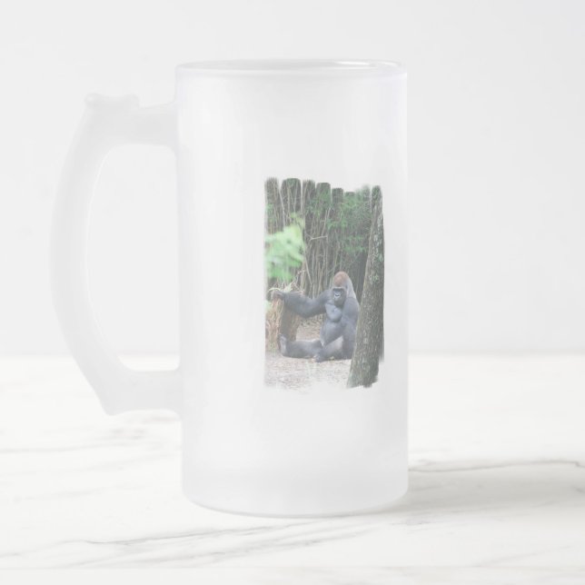 Sitting Silverback Gorilla  Frosted Mug (Left)